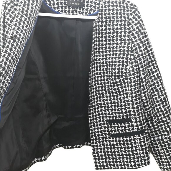 Talbots Tweed Houndstooth Blazer Jacket 12 Office Preppy Academia Quiet Luxury - Picture 5 of 8